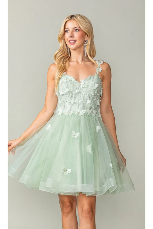 Dancing Queen Dresses DQ-3369 Lace-Up Short Butterfly Homecoming Dress - Dress