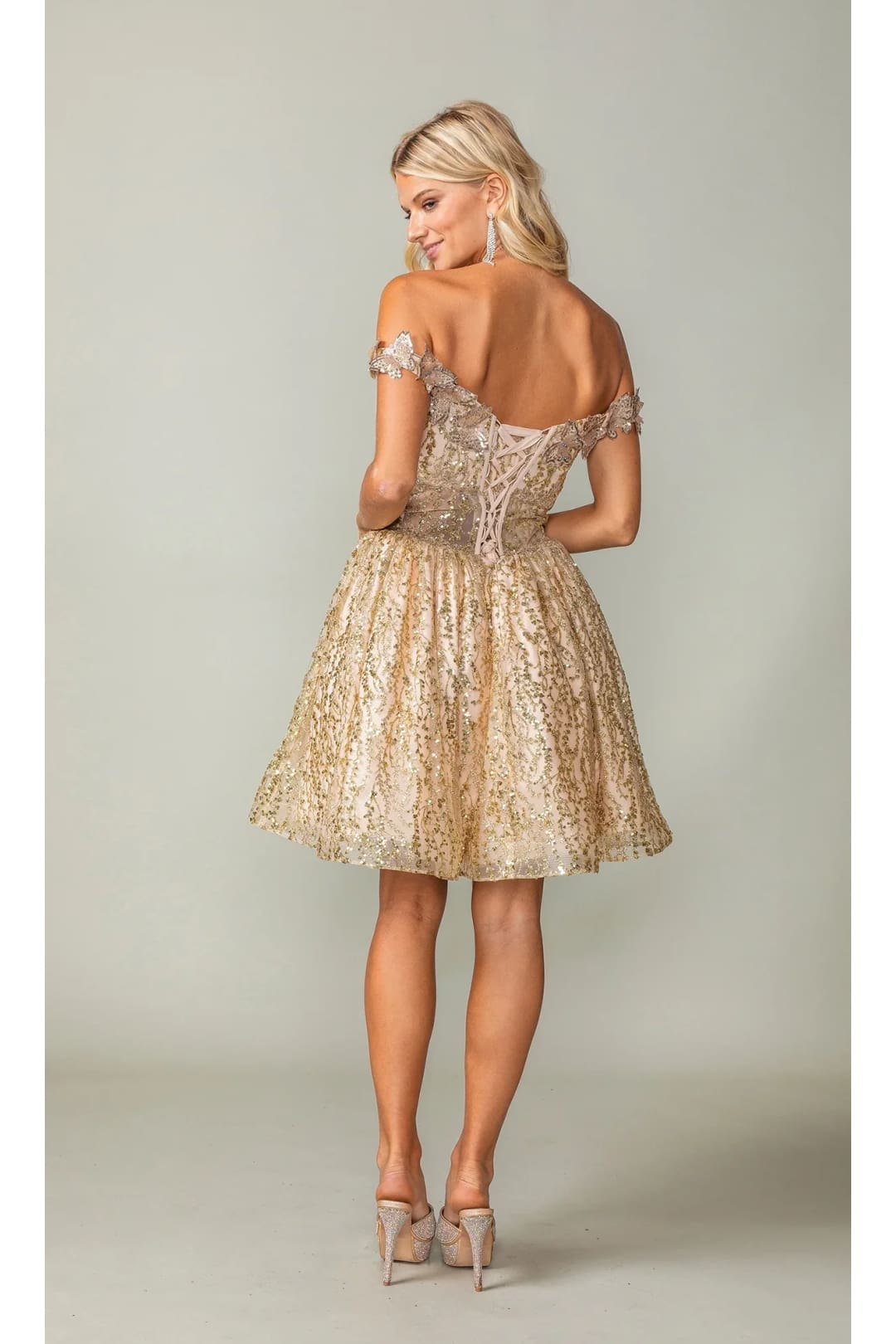 Dancing Queen Dresses DQ-3370 Short Gold Butterfly Homecoming Dress - Dress