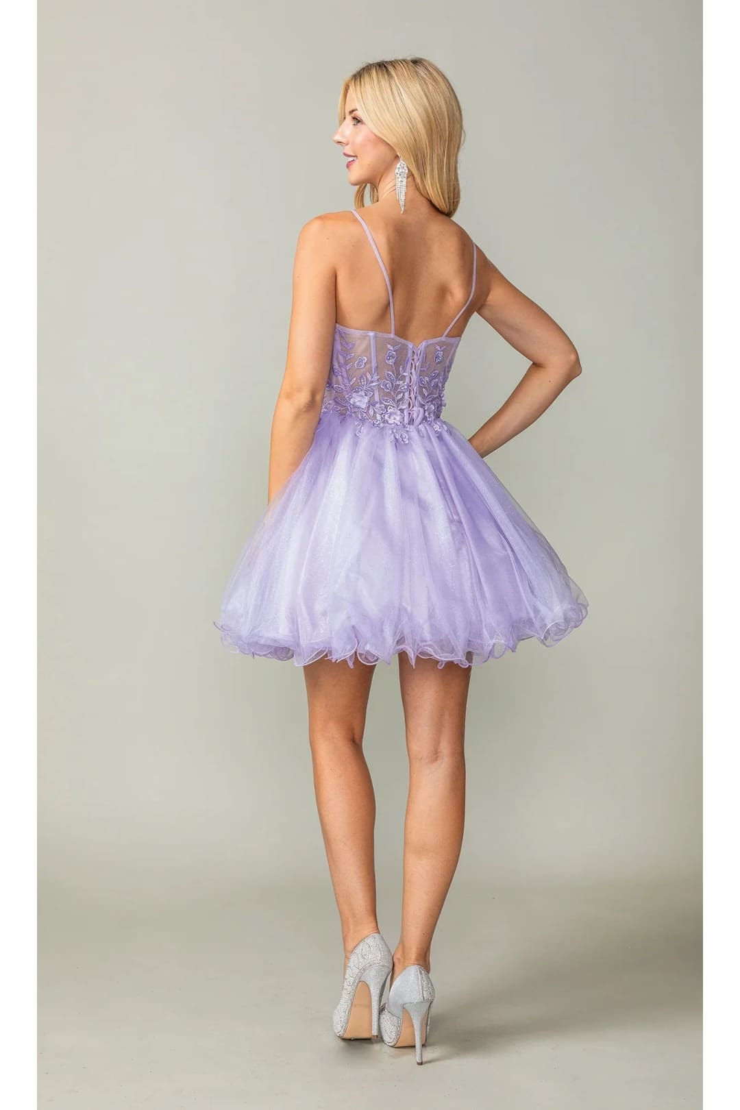 Dancing Queen Dresses DQ-3382 Sheer-Waist Short Homecoming Dress - Dress