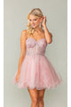 Dancing Queen Dresses DQ-3382 Sheer-Waist Short Homecoming Dress - Dress