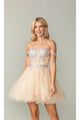 Dancing Queen Dresses DQ-3383 Off-Shoulder Corset Homecoming Dress - Champagne / XS - Dress