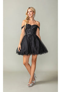 Dancing Queen Dresses DQ-3383 Off-Shoulder Corset Homecoming Dress - Dress