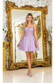 Dancing Queen Dresses DQ-3386 Cowl-Neck Short Glitter Homecoming Dress - Dress