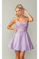 Dancing Queen Dresses DQ-3386 Cowl-Neck Short Glitter Homecoming Dress - Dress