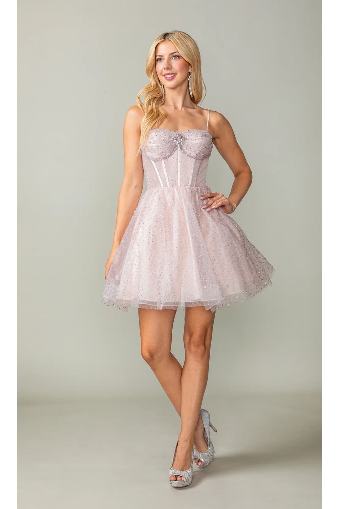 Dancing Queen Dresses DQ-3389 Short Fit-and-Flare Homecoming Dress - Blush / XS - Dress