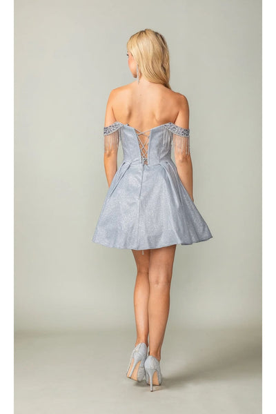 Dancing Queen Dresses DQ-3392 Fringed Off-Shoulder Homeoming Dress