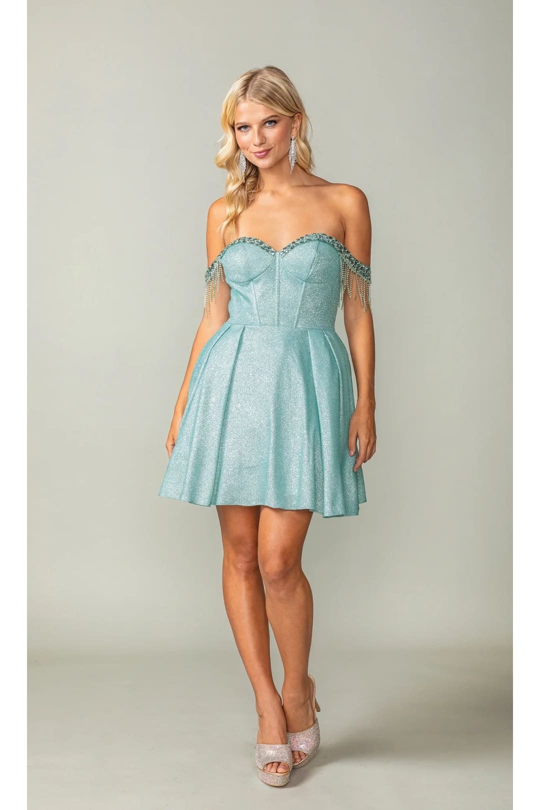 Dancing Queen Dresses DQ-3392 Fringed Off-Shoulder Homeoming Dress