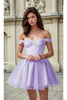 Dancing Queen Dresses DQ-3394 Off-Shoulder Short Fit-and-Flare Dress - Dress