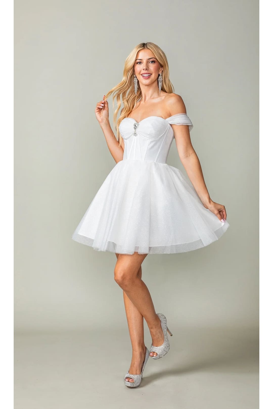 Dancing Queen Dresses DQ-3394 Off-Shoulder Short Fit-and-Flare Dress - Dress