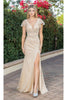 Dancing Queen Dresses DQ-4279 Short-Sleeve Long Formal Prom Dress - Champagne / XS - Dress