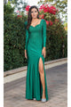 Dancing Queen Dresses DQ-4295 Strappy-Back Long Sleeve Long Formal Gown - Hunter Green / XS - Dress