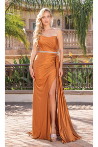 Dancing Queen Dresses DQ-4324 Long Strapless Dress with Beaded Waist - Sienna / XS - Dress