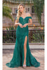 Dancing Queen Dresses DQ-4332 Off-the-Shoulder Long Formal Prom Dress - Hunter Green / XS - Dress