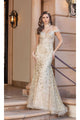 Dancing Queen Dresses DQ-4343 Off-the-Shoulder Long Glitter Prom Dress - Gold / XS - Dress