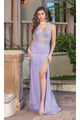 Dancing Queen Dresses DQ-4358 Sheer-Waist Glitter-Bodice Long Dress - Lilac / XS - Dress
