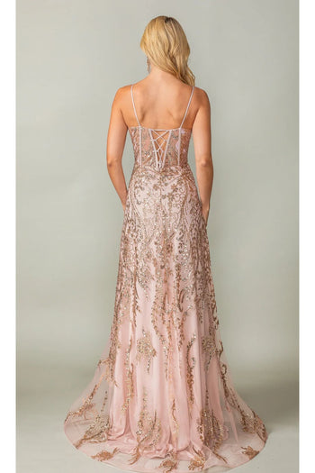 Dancing Queen Dresses DQ-4359 Glitter-Print Long Prom Dress - Dress