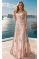 Dancing Queen Dresses DQ-4359 Glitter-Print Long Prom Dress - Rose gold / XS - Dress