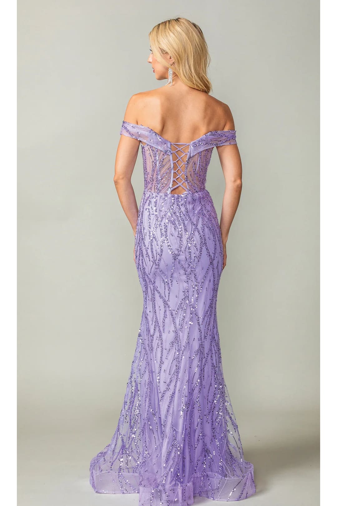 Dancing Queen Dresses DQ-4370 Glitter-Print Long Prom Dress - Dress
