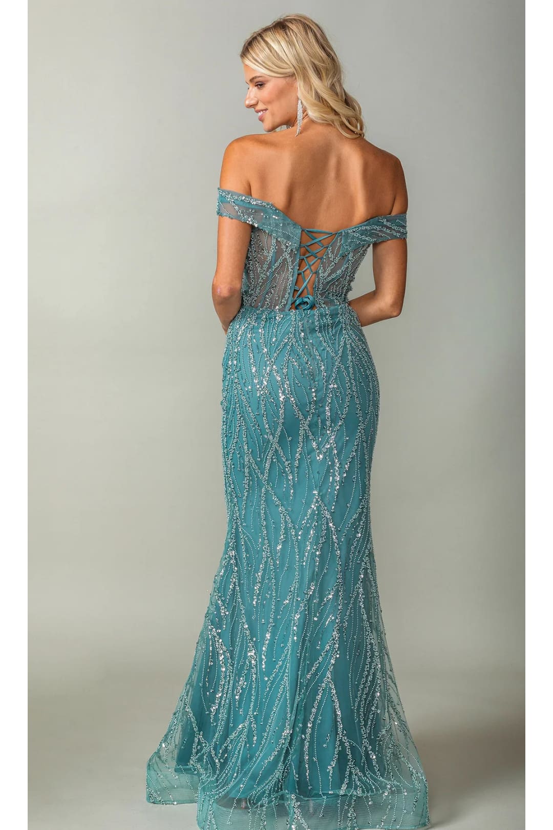 Dancing Queen Dresses DQ-4370 Glitter-Print Long Prom Dress - Dress