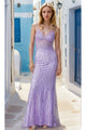 Dancing Queen Dresses DQ-4371 Sequin-Print Long Prom Dress - Lilac / XS - Dress