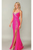 Dancing Queen Dresses DQ-4405 Fuchsia Pink Beaded Long Prom Dress - Fuchsia / XS - Dress