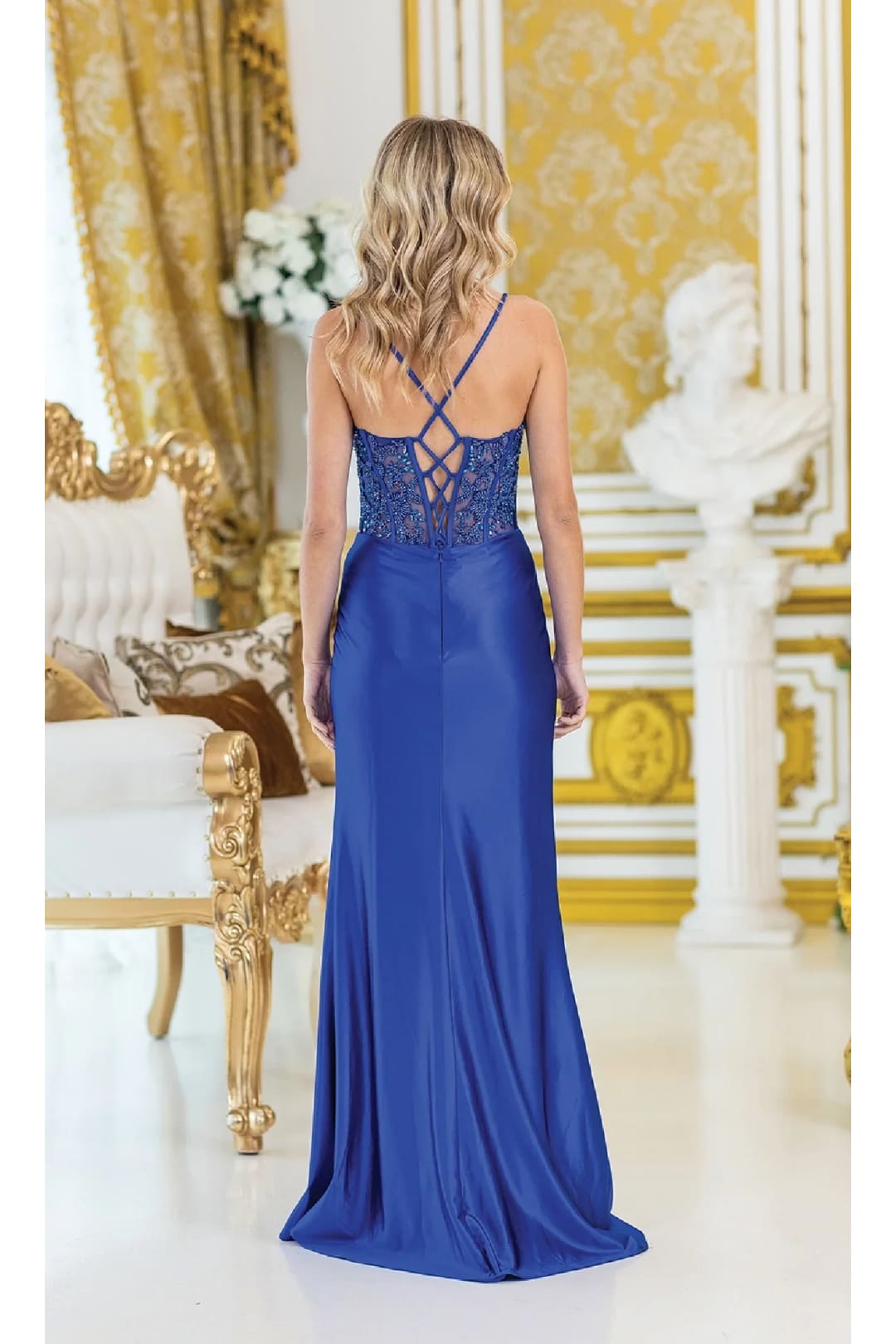 Dancing Queen Dresses DQ-4439 Drape-Front Long Prom Dress - Dress