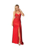 Dancing Queen Dresses DQ-4439 Drape-Front Long Prom Dress - Red / XS - Dress