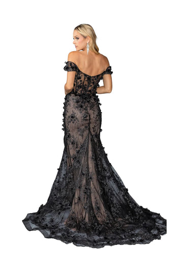 Dancing Queen Dresses DQ-4457 Long Black and Nude Prom Dress - Dress