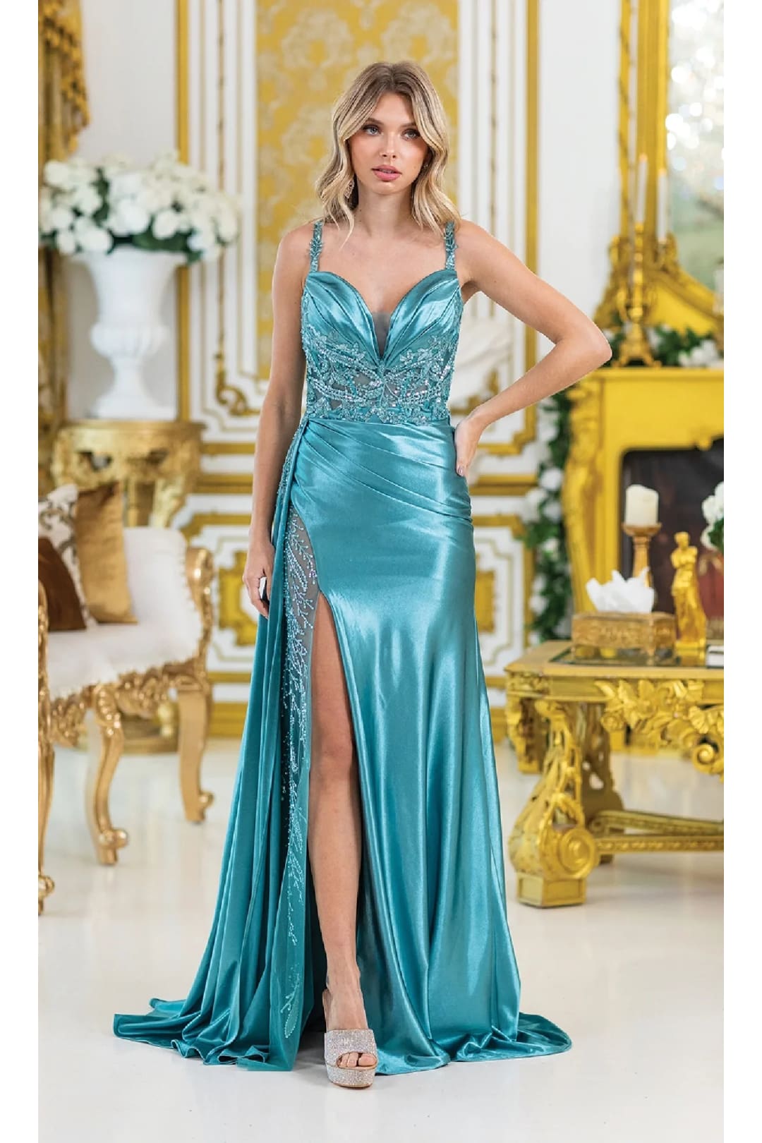 Dancing Queen Dresses DQ-4470 Long Sheer Illusion Prom Dress