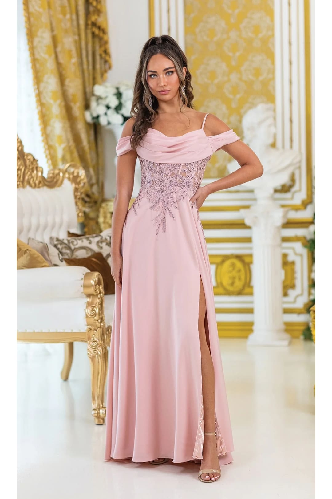 Dancing Queen Dresses DQ-4474 Lace-Corset Long Prom Dress - Blush / XS - Dress