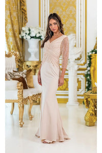 Dancing Queen Dresses DQ-4475 Elegant Long Formal Dress - Champagne / S - Dress