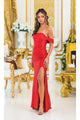 Dancing Queen Dresses DQ-4477 Off-the-Shoulder Lace-Up Corset Dress - Red / XS - Dress