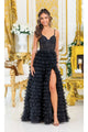 Dancing Queen Dresses DQ-4491 Long Ruffled Prom Ball Gown - Black / XS - Dress