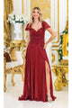 Dancing Queen Dresses DQ-4496 Elegant Short-Sleeve Long Formal Dress - Burgundy / M - Dress