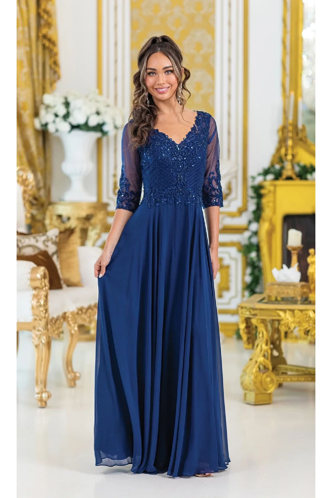 Dancing Queen Dresses DQ-4497 Chic Long Dress for a Timeless Celebration - Navy / M - Dress