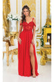 Dancing Queen Dresses DQ-4506 Sheer-Bodice Long Prom Dress - Red / XS - Dress