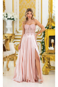 Dancing Queen Dresses DQ-4520 Sheer-Waist Dress for a Glamorous Event - Rose gold / XS - Dress