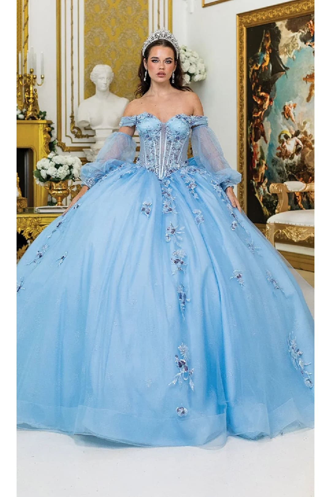 Dancing Queen Dresses DQ-5005 Quinceanera Dress 5005 By Dancing Queen - Bahama Blue / XS - Dress