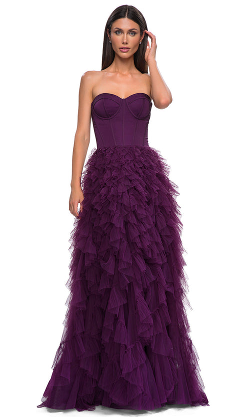 La Femme 32760 Strapless Corset Bodice Prom Gown