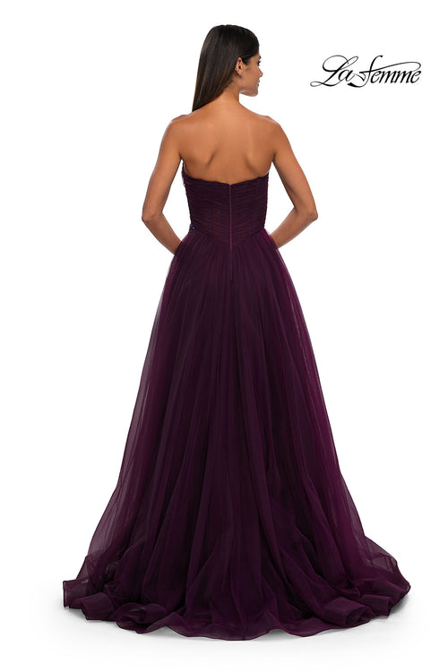La Femme 32789 Criss Cross Ruched Bodice A-Line Prom Gown
