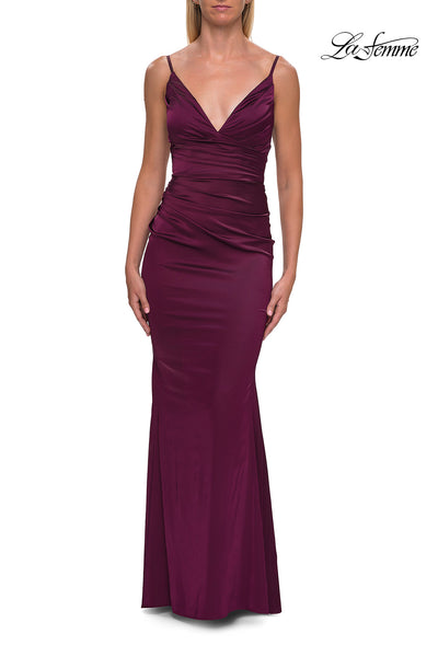 La Femme 33421 V-Neck Spaghetti Strap Prom Gown