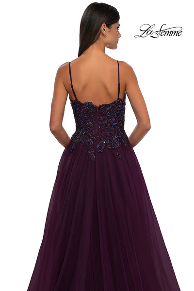 La Femme 32646 Lace Applique Sleeveless Prom Gown