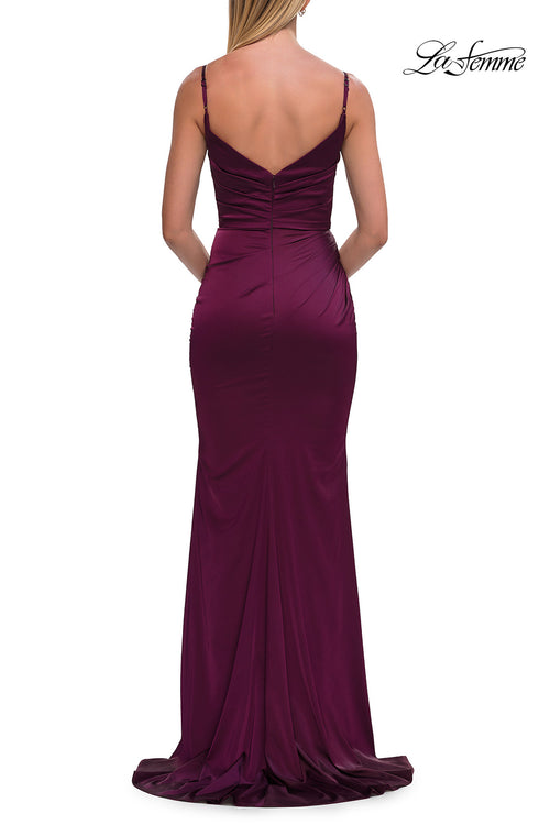 La Femme 33421 V-Neck Spaghetti Strap Prom Gown