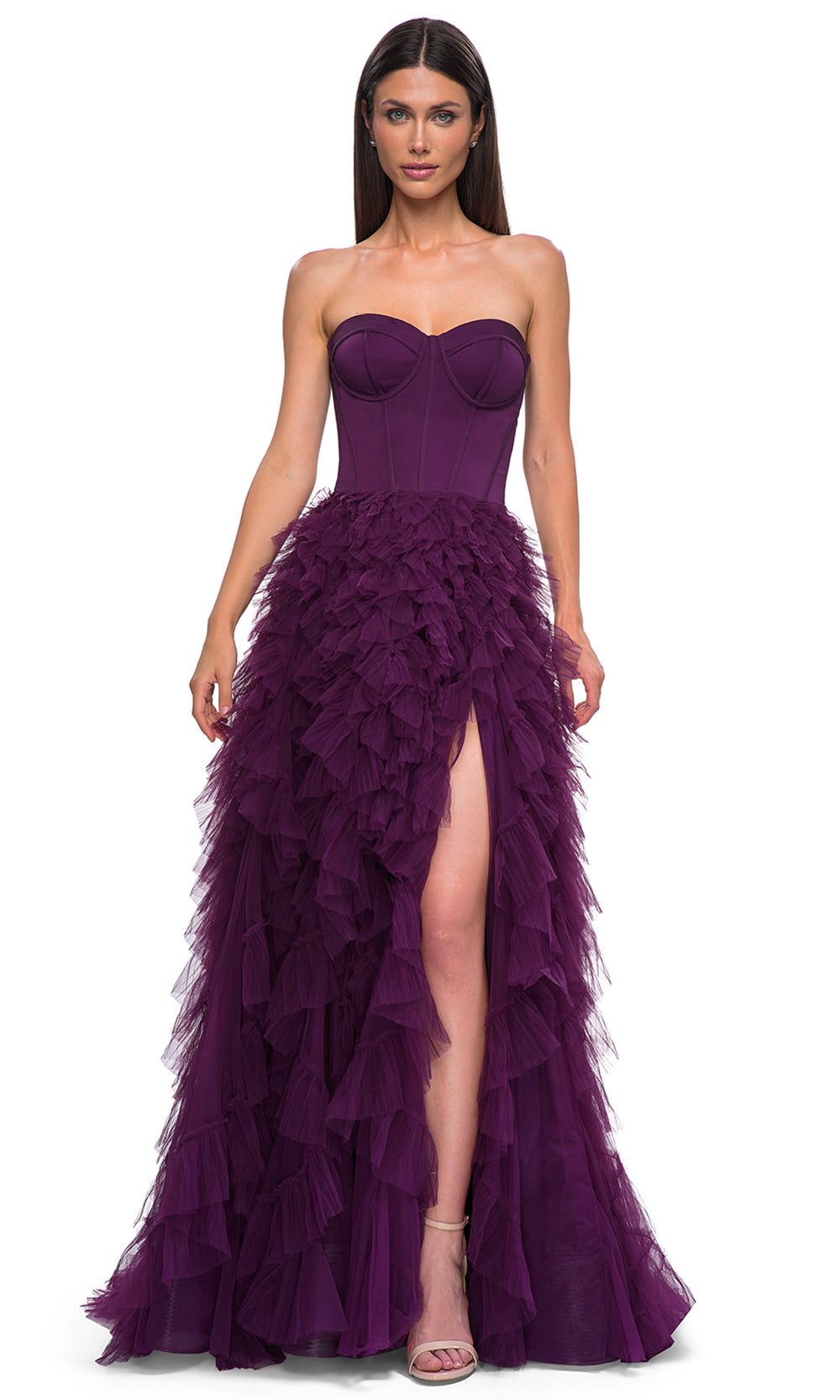 La Femme 32760 Strapless Corset Bodice Prom Gown