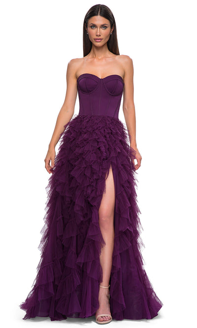 La Femme 32760 Strapless Corset Bodice Prom Gown