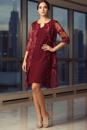 Eva USA 3351 Lace 3/4 Sleeve Mother of the Bride Dress