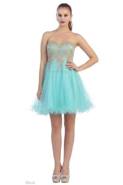 Strapless A Line Embroidered Cute Homecoming Dress MQ1414