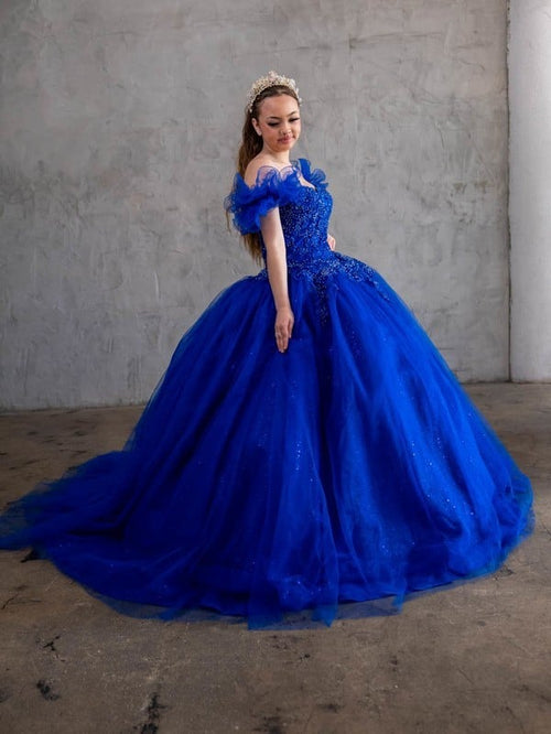 Off-Shoulder Cape Ball Gown by Calla SCL30010