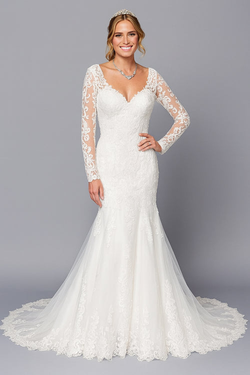 Vestido de novia DeKlaire 492 de corte trompeta y manga larga