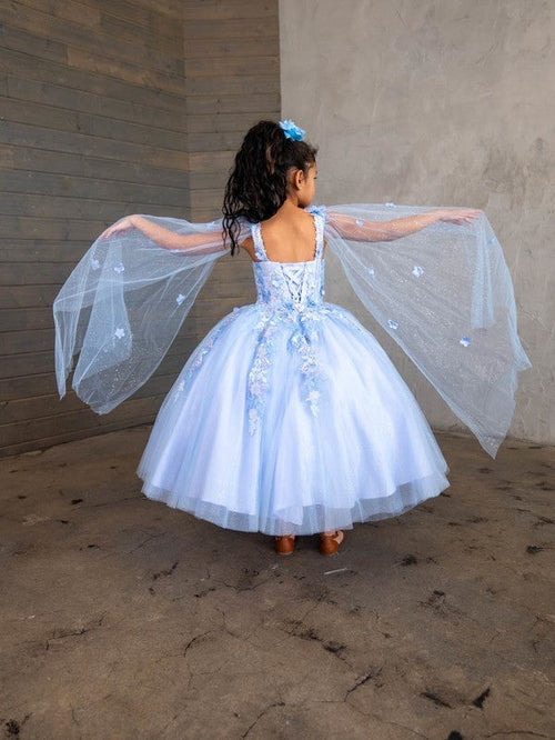 Girls Sleeveless Cape Sleeve Gown by Calla SCK306